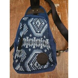 Siddhartha Shoulder Sling Crossbody Bag Denim, Brown & White Lots of Pockets